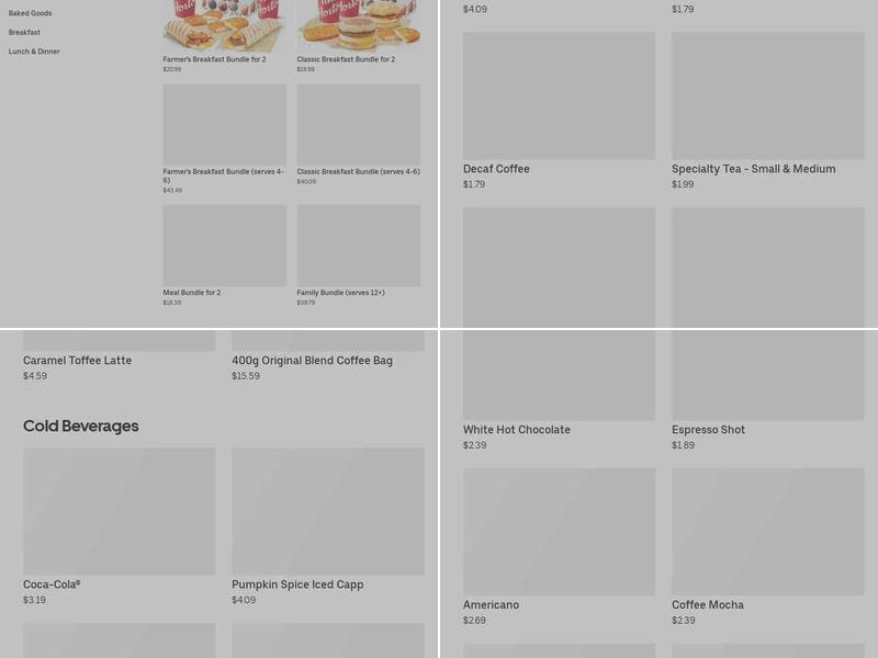 Tim Hortons Menu
