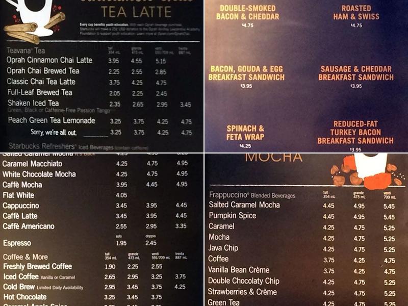 Starbucks Menu