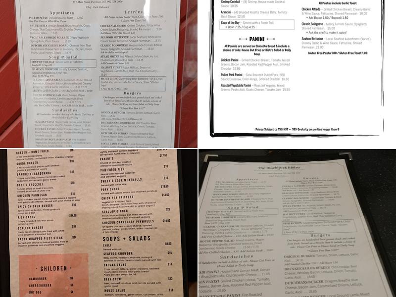 BlackRock Bistro Menu