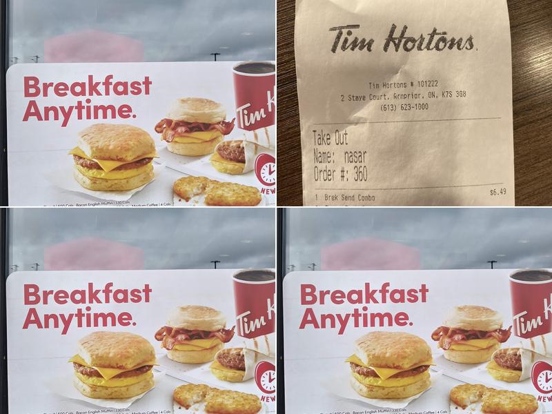 Tim Hortons Menu
