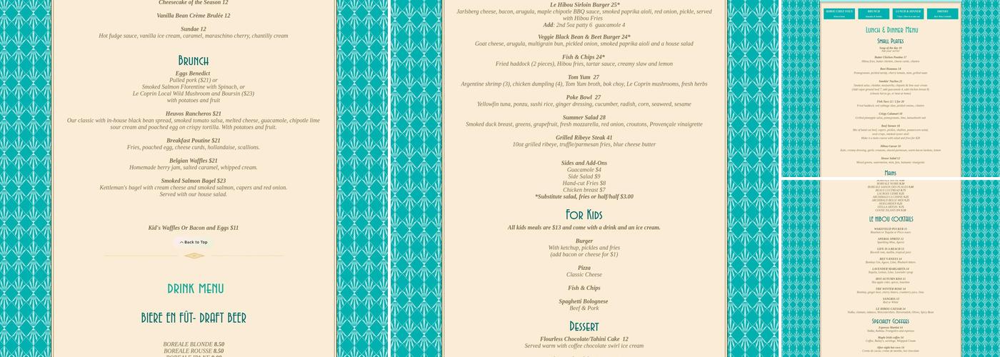 Cafe Le Hibou Menu
