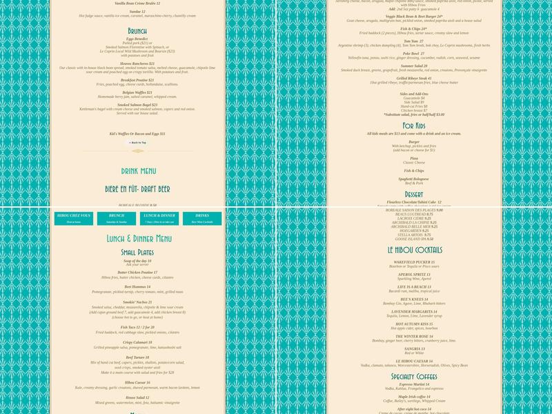 Cafe Le Hibou Menu