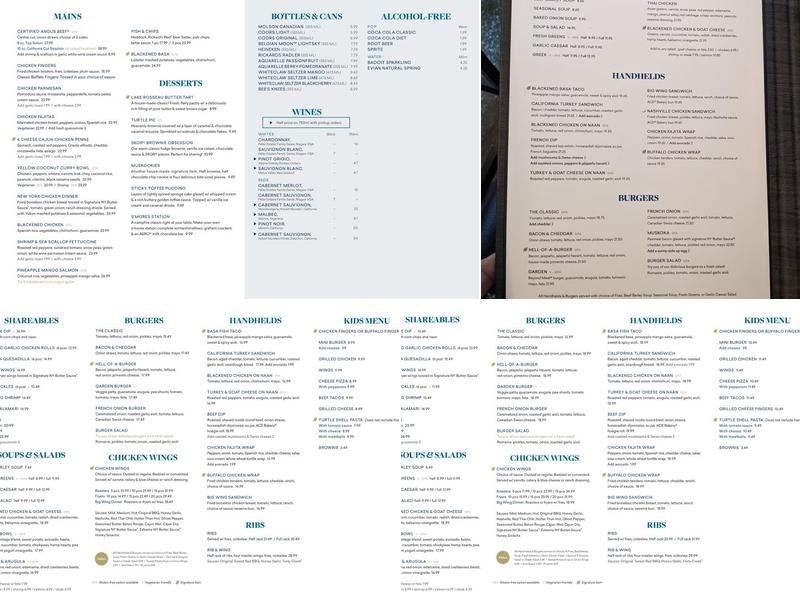 Turtle Jack's Milton Menu