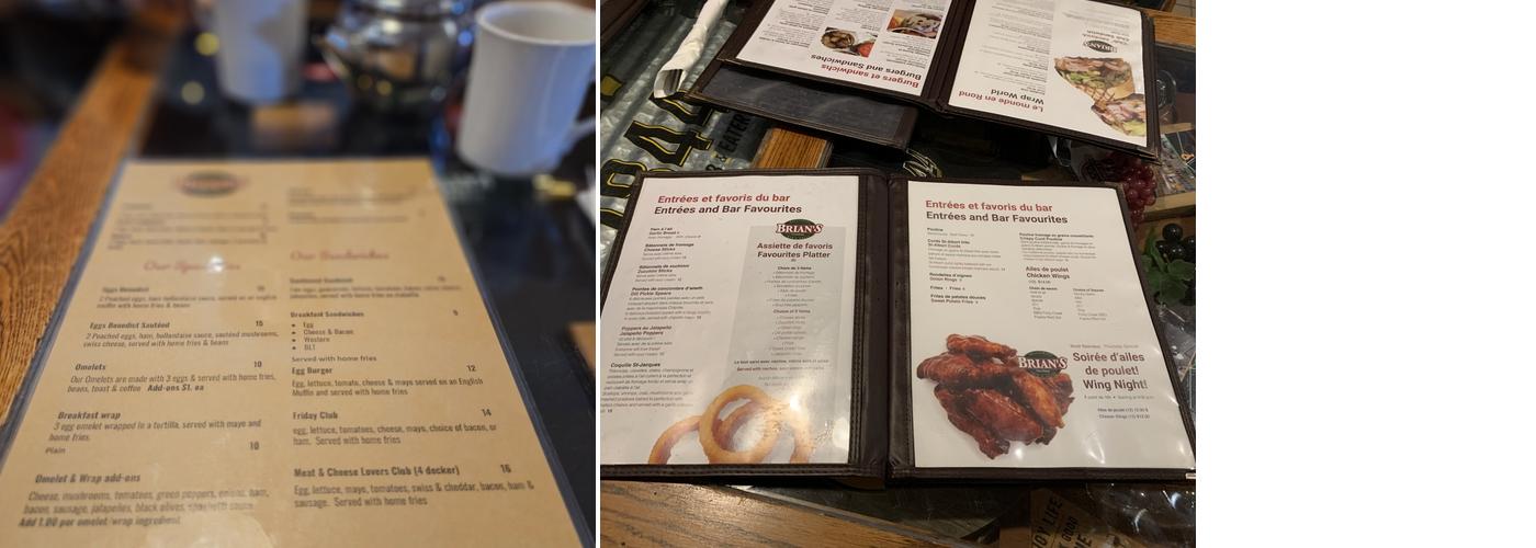 Brian's Bar & Grill Menu