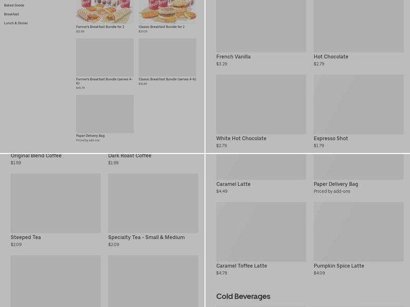 Tim Hortons Menu