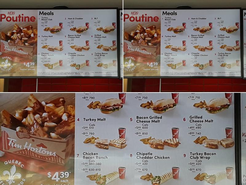 Tim Hortons Menu