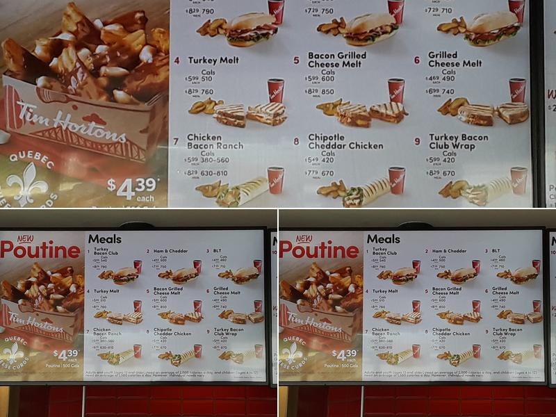 Tim Hortons Menu