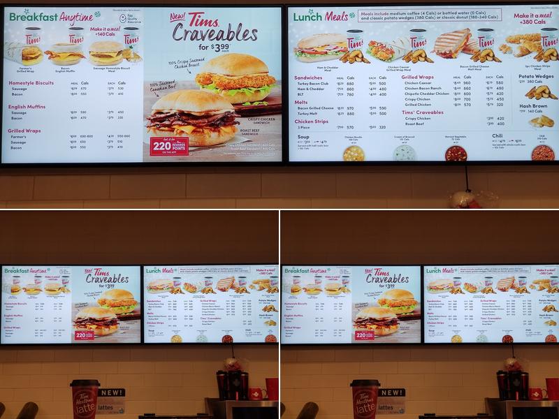 Tim Hortons Menu