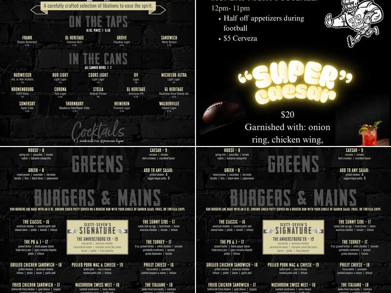Burger 67 Menu