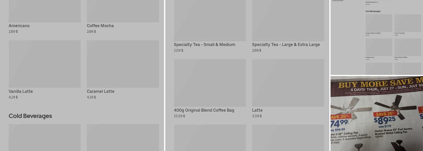 Tim Hortons Menu