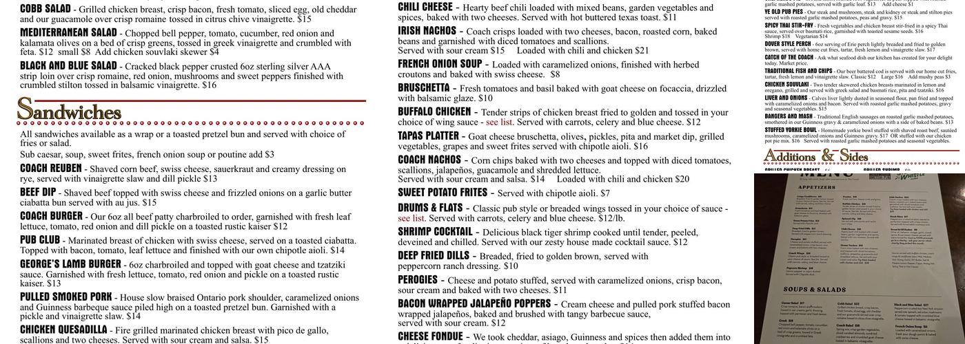 Coach & Lantern Menu