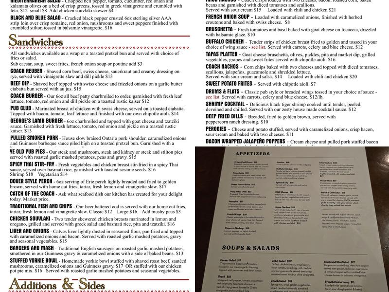 Coach & Lantern Menu