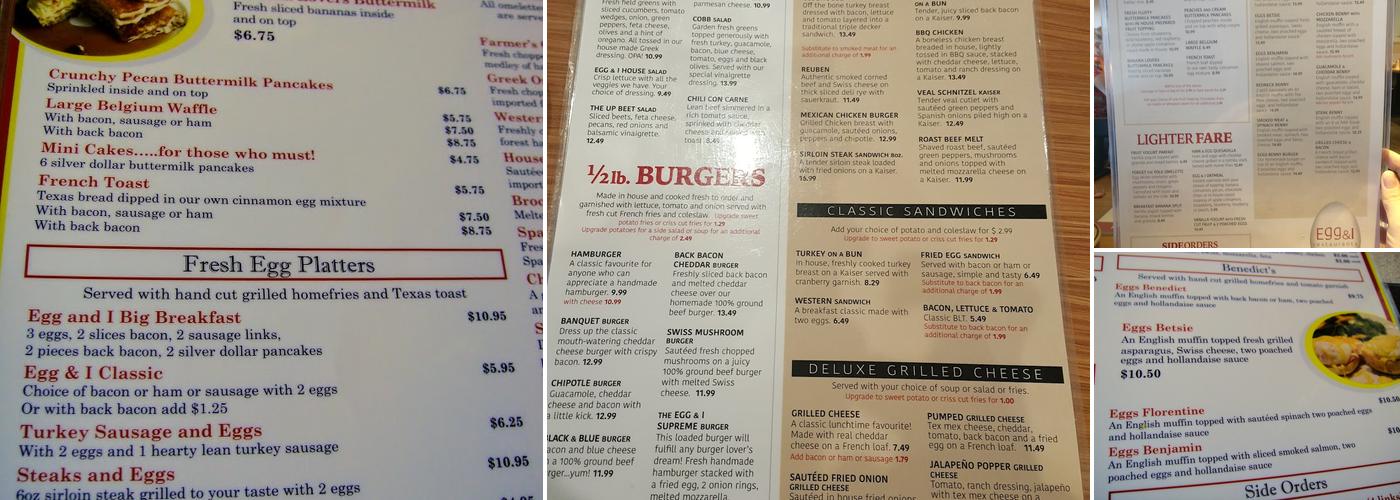 Egg & I Upper James Menu