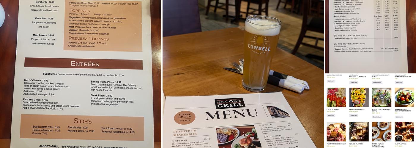 Jacob's Grill Menu