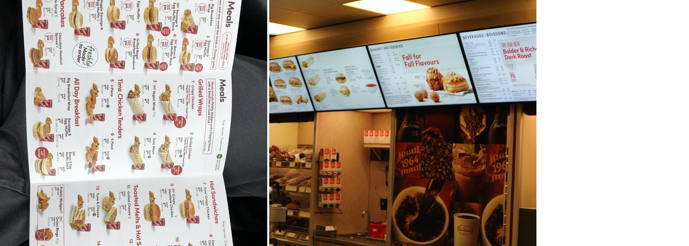 Tim Hortons Menu