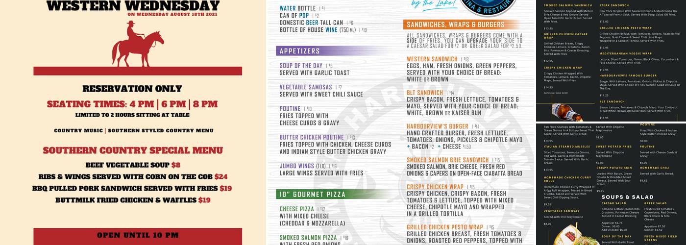 Harbourview Marina Restaurant Menu