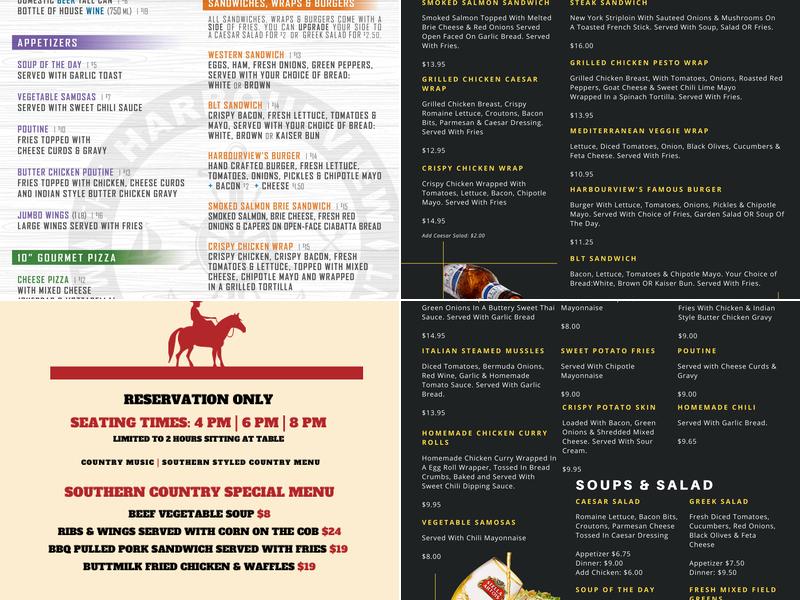 Harbourview Marina Restaurant Menu