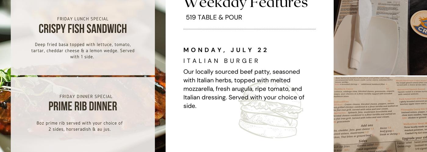 519 Table and Pour Menu