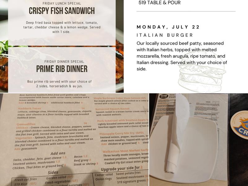 519 Table and Pour Menu