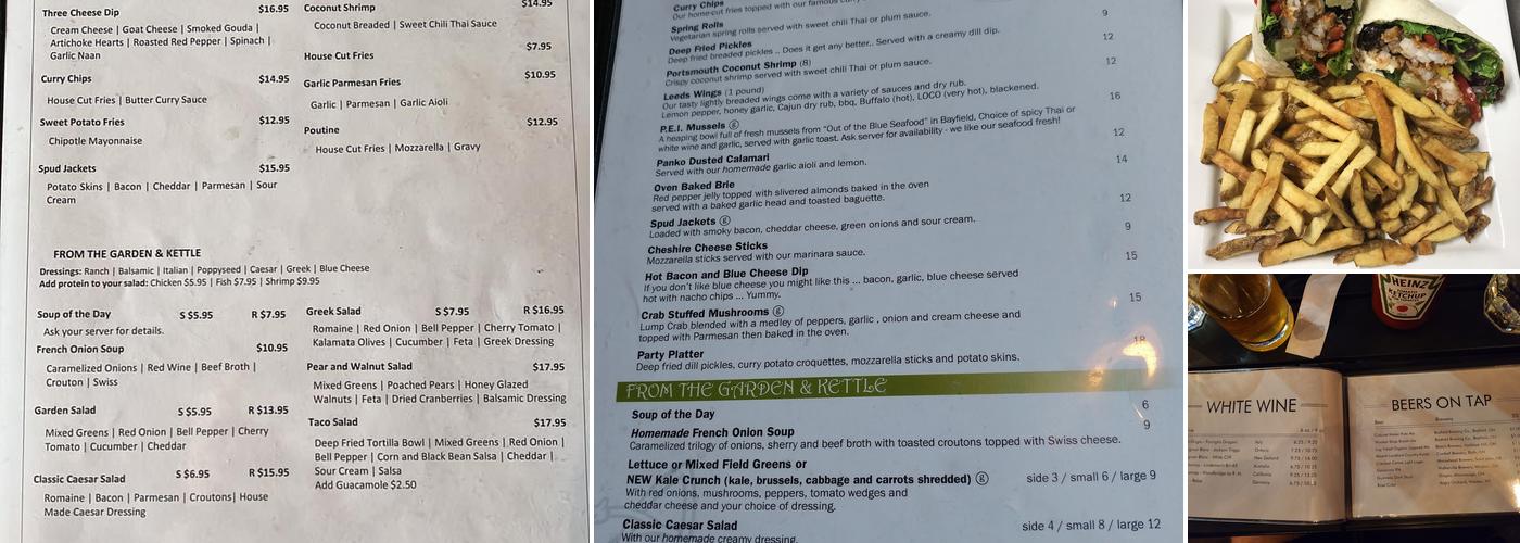 Paddingtons Pub Menu