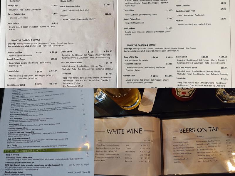 Paddingtons Pub Menu