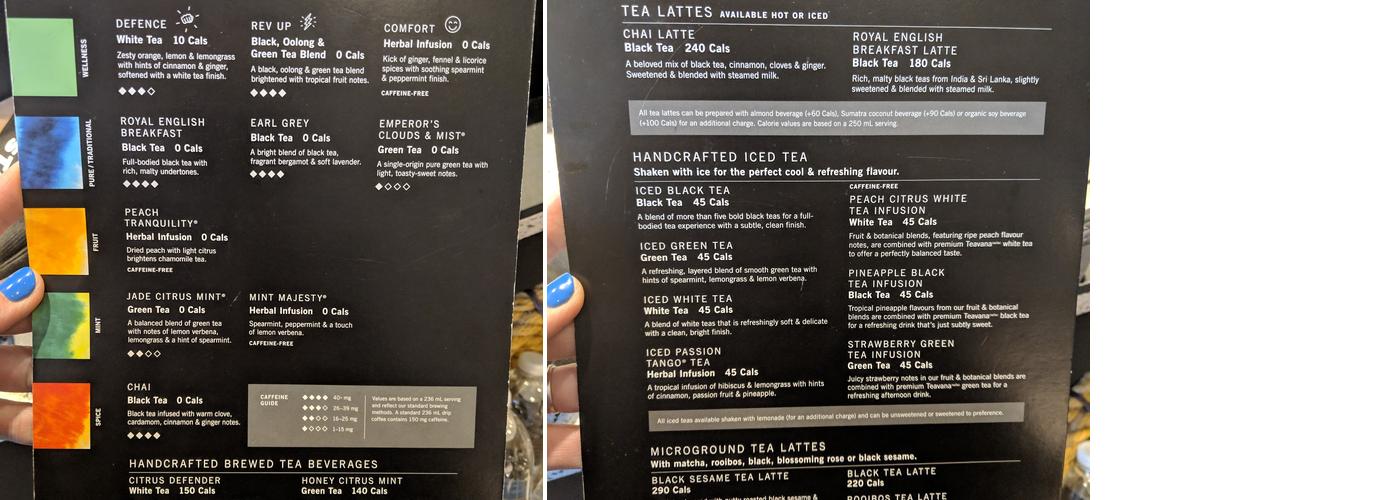Starbucks Menu