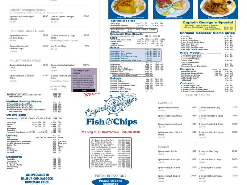 Captain George's Fish & Chips Menu