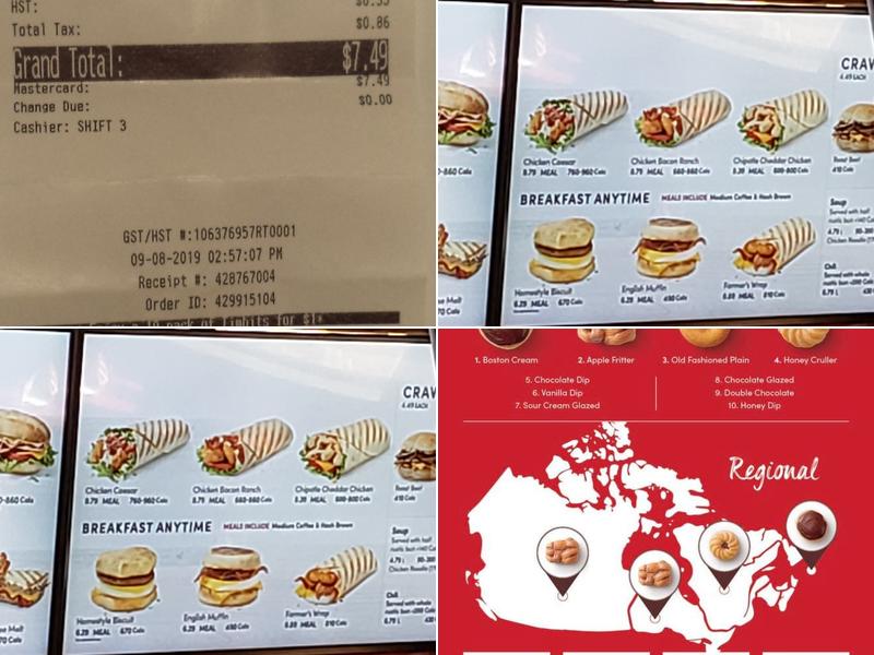 Tim Hortons Menu