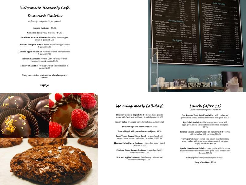 Heavenly Cafe Menu