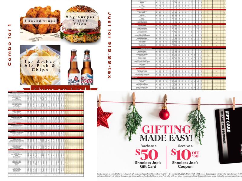 Shoeless Joe's Sports Grill Menu