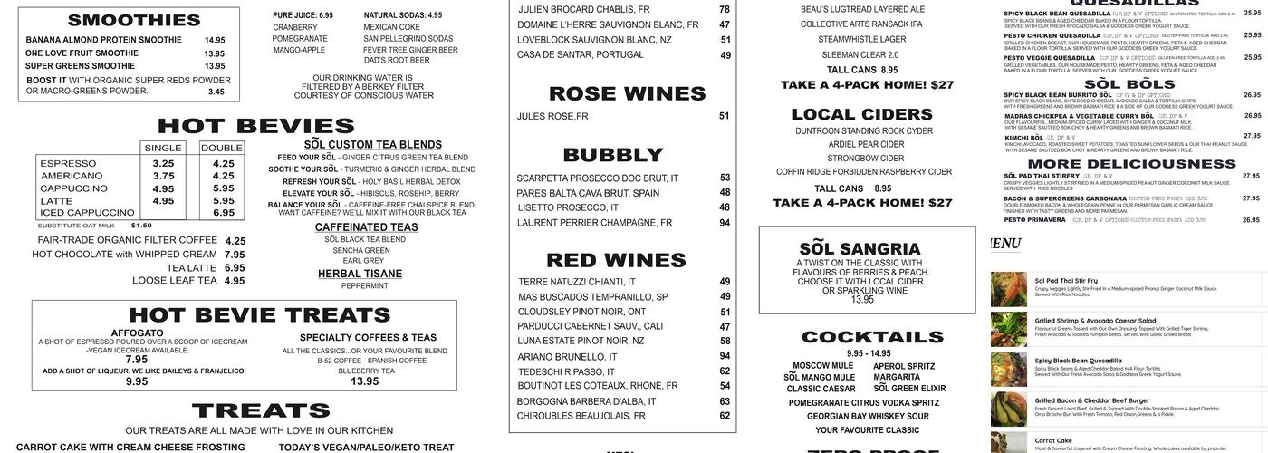 Sõl Kitchen Menu
