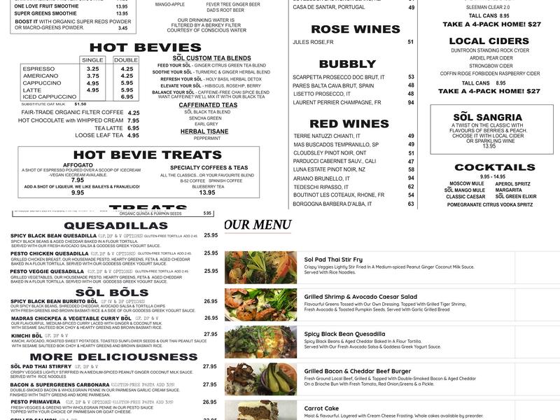 Sõl Kitchen Menu