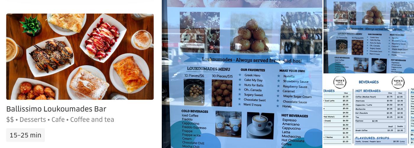 Yaya’s cafe & loukoumades Menu