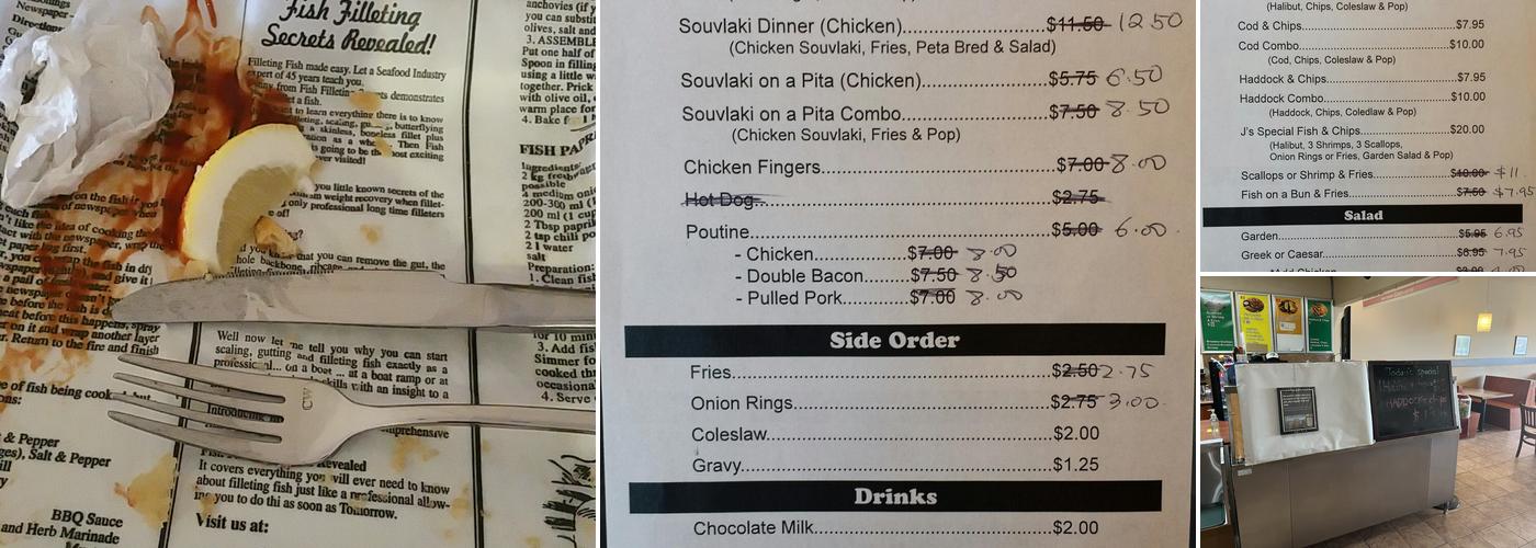 J's Fish & Chips Menu