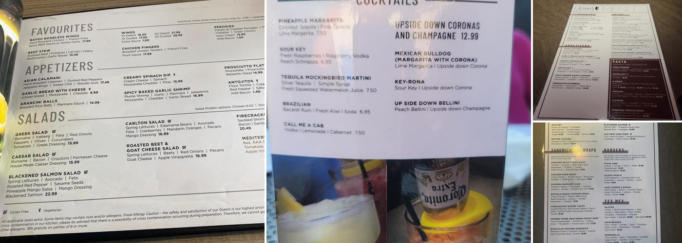 Jose’s Bar and Grill Leamington Menu