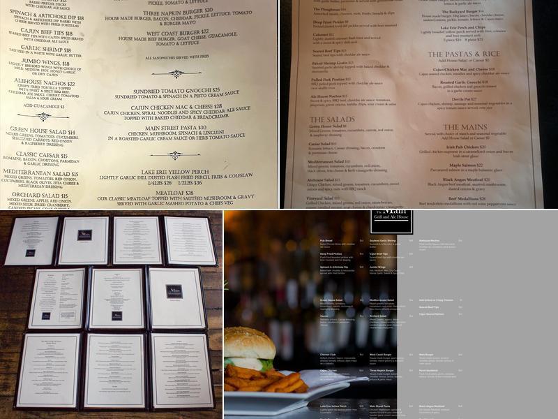 The Main Grill and Ale House Menu