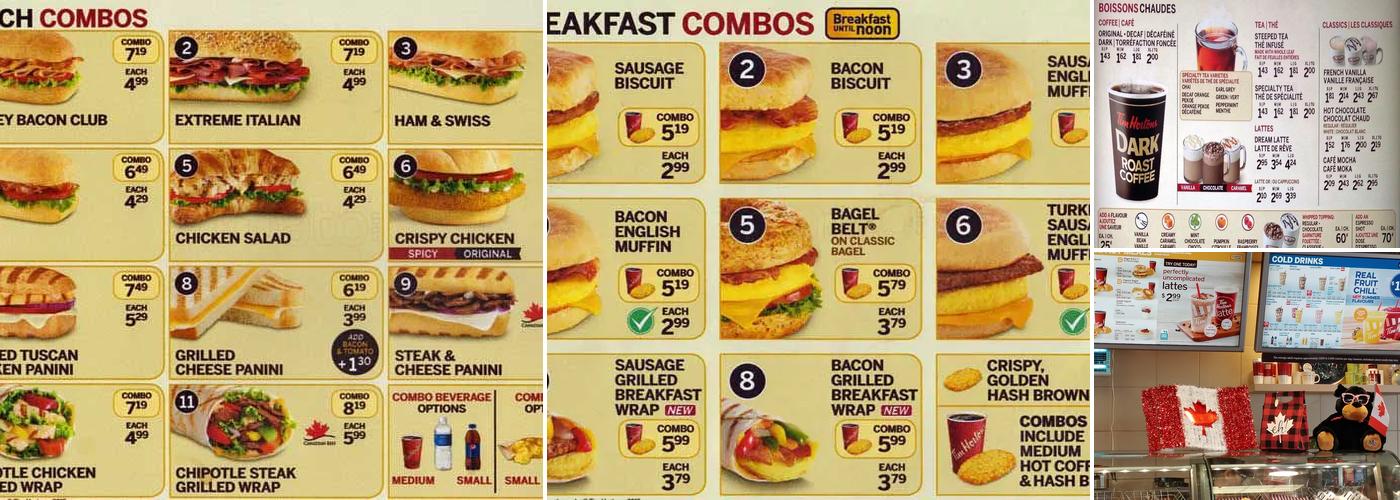 Tim Hortons Menu