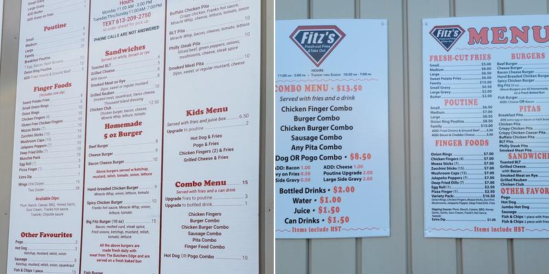 Fitz’s Fresh Cut Fries and Take Out Menu