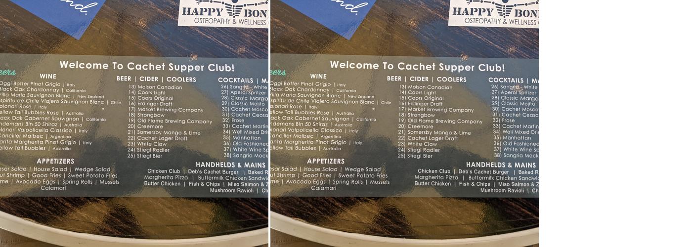 Cachet Supper Club Menu