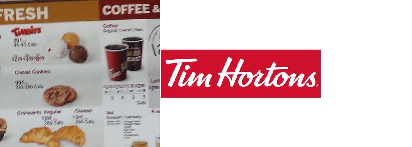 Tim Hortons Menu