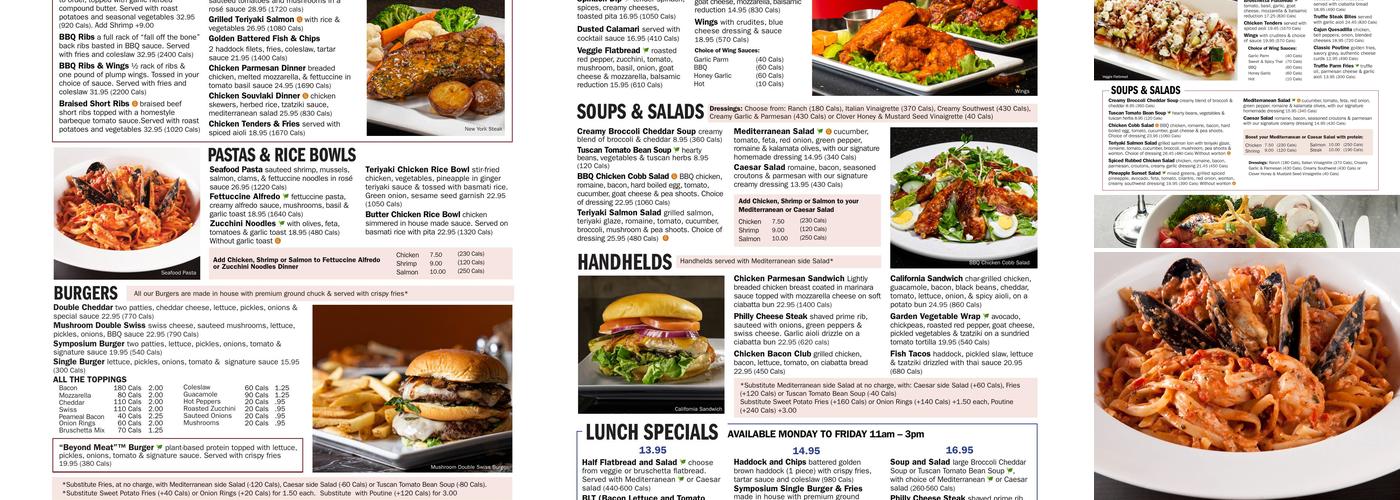 Symposium Cafe Restaurant Thornhill Menu