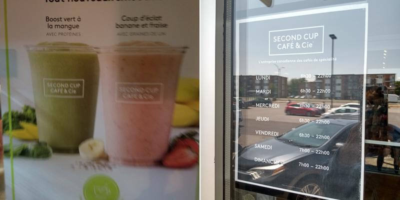 Second Cup Café Menu