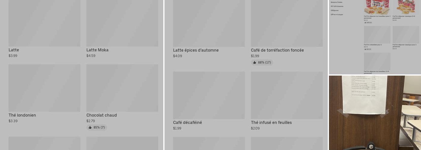 Tim Hortons Menu
