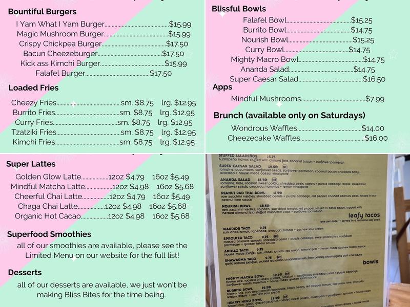 Bliss Kitchen Menu