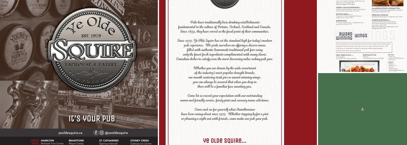 Ye Olde Squire Menu