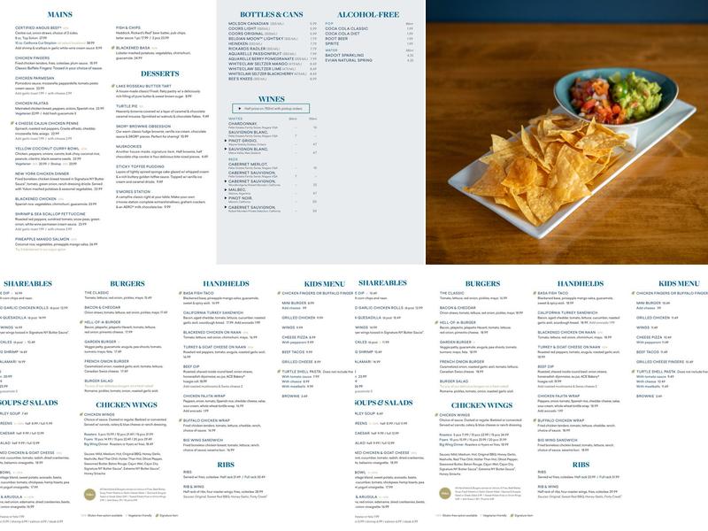 Turtle Jack's Waterdown Menu