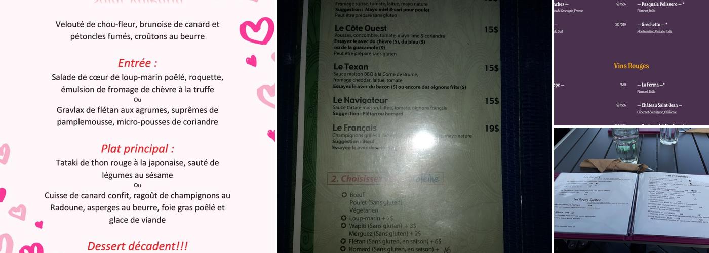 Les Pas Perdus Menu