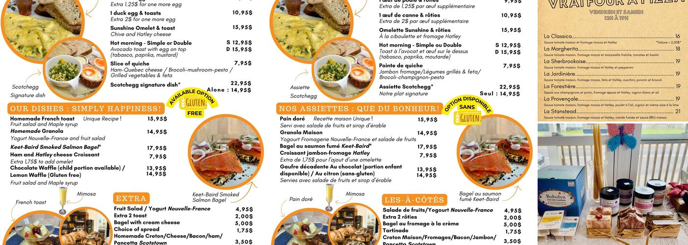 Auberge Le Sunshine - Café - Bistro - Stanstead Menu