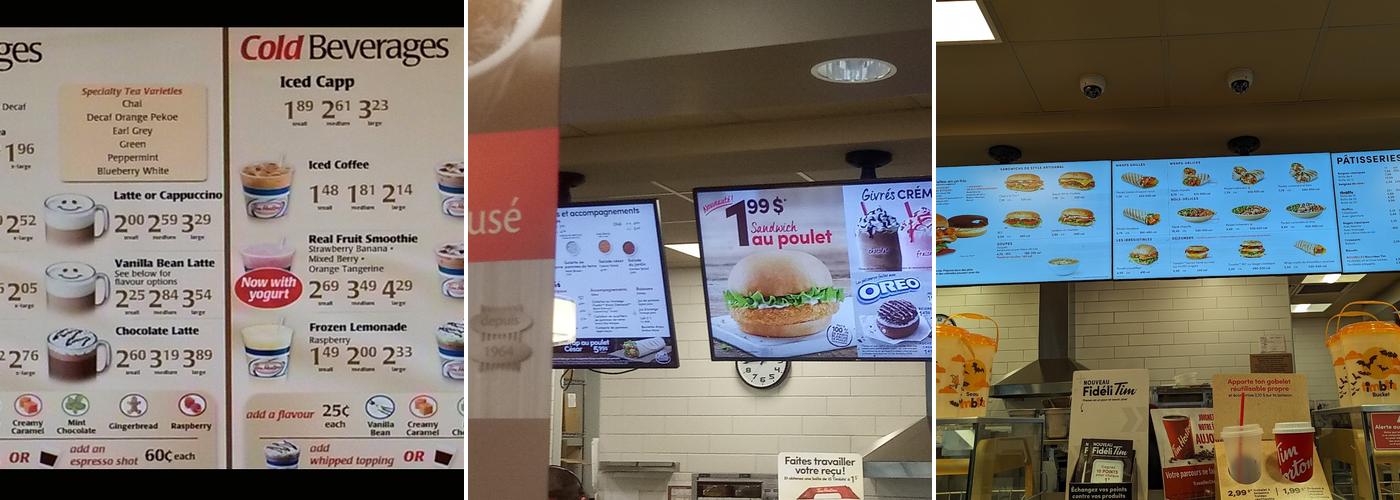 Tim Hortons Menu