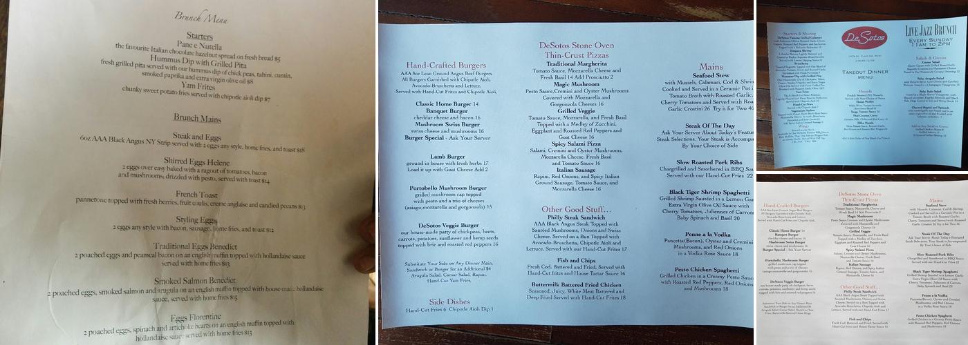 DeSotos Eatery Menu